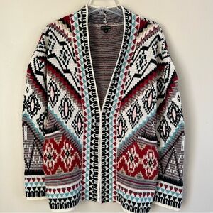 Coco + Carmen Nomad Blanket Western Knit Open Front Cardigan Sweater SZ L/XL
